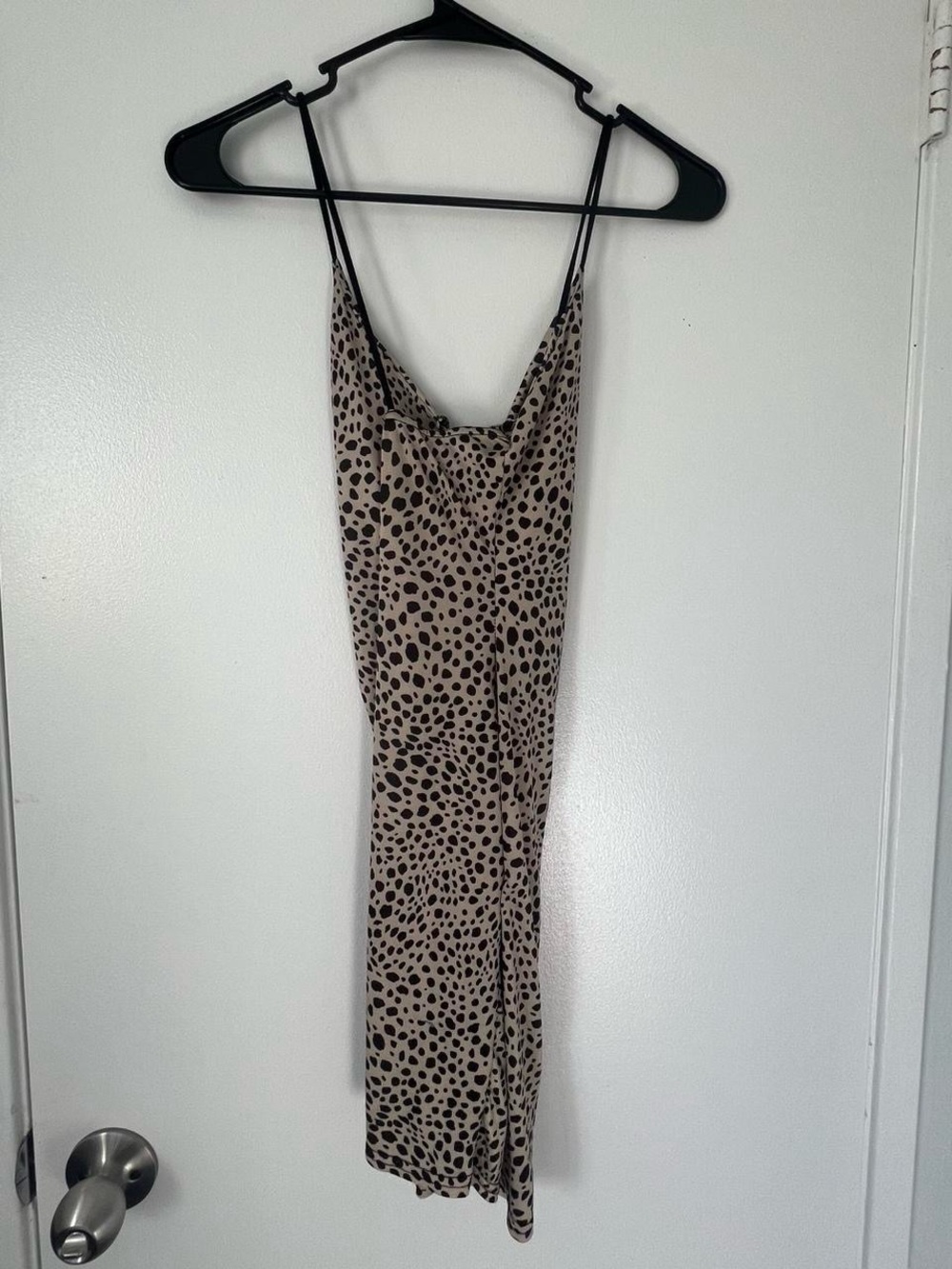 Leopard Print Cowl Neck Slip Dress - Beige/Black - Picture 4 of 4